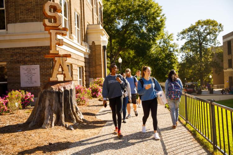 students walking on campus