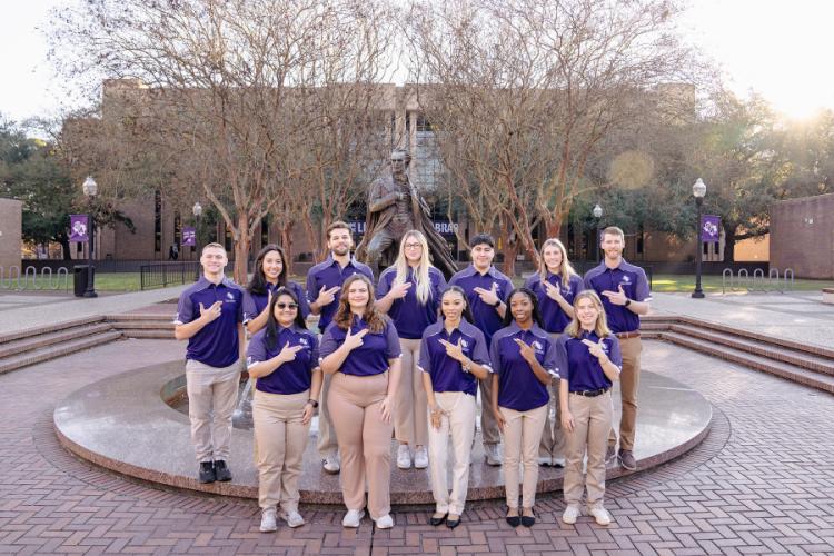 members of the Rusche Ambassadors Program with the program advisor, John Chambers
