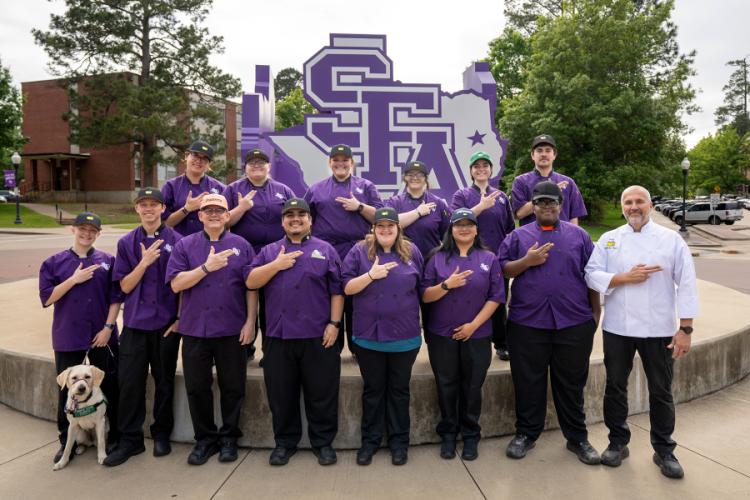 Fifteen Stephen F. Austin State University students in the School of Human Sciences and Professional Studies’ hospitality administration culinary program were recruited to work at the Masters Tournament by the Augusta National Golf Club food and beverage internship program.