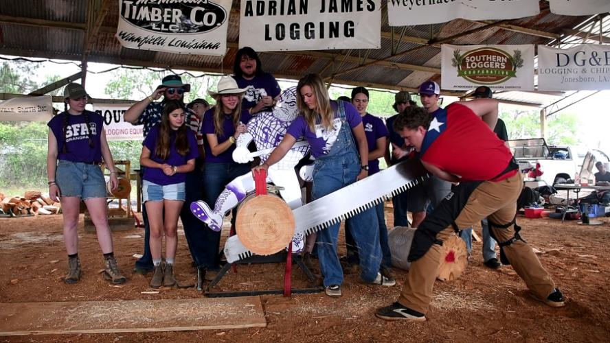 Nearly 30 Stephen F. Austin State University students helped the Sylvans earn its seventh consecutive victory and sweep all the collegiate events at the Louisiana Forest Festival April 25 in Winnfield.