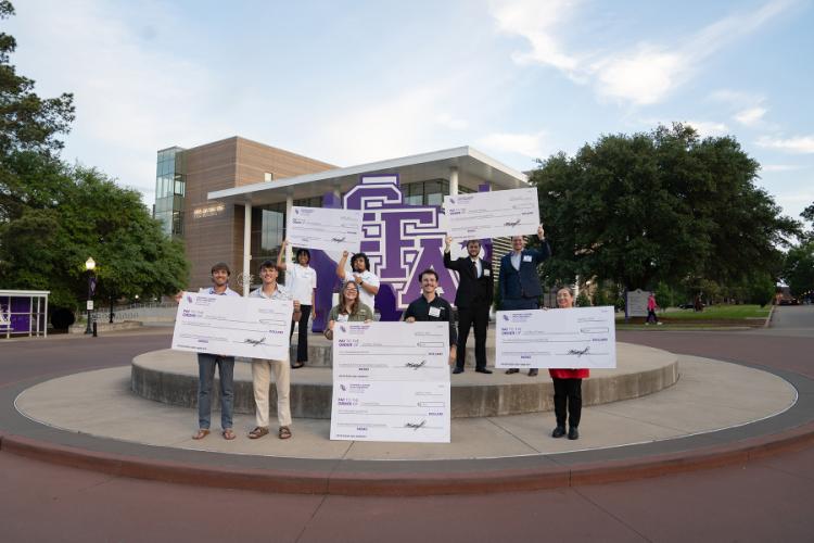 Stephen F. Austin State University’s Arnold Center for Entrepreneurship “Shark Tank”-style Lumberjack Entrepreneurship Competition winners