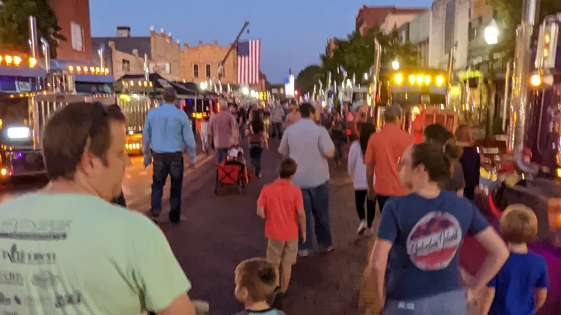 Festival-goers walking downtown
