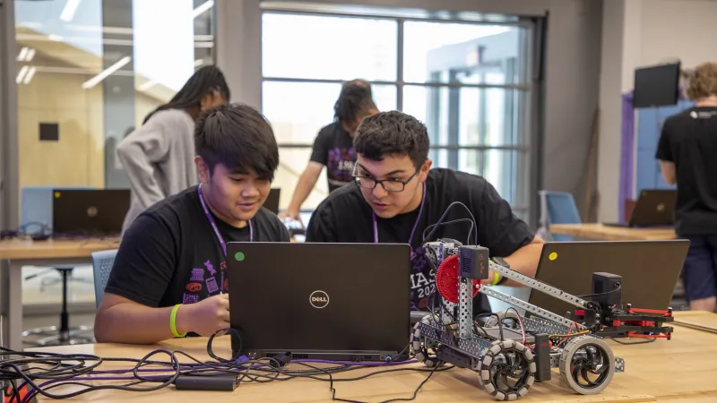 High school students attending STEM camp