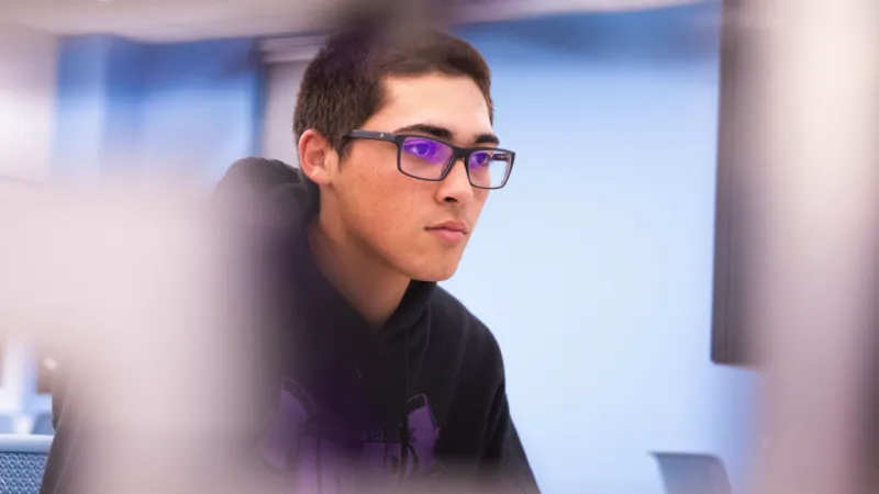 Student looking at computer screen