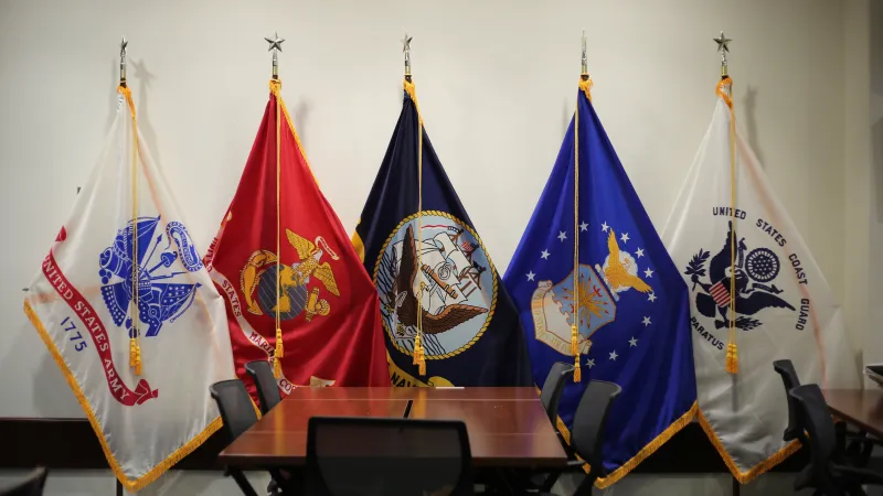 flags representing all branches of US military