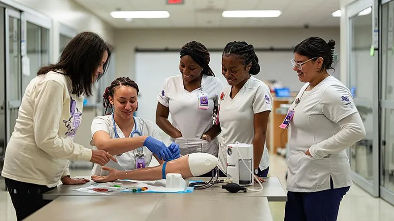 Students practicing phlebotomy