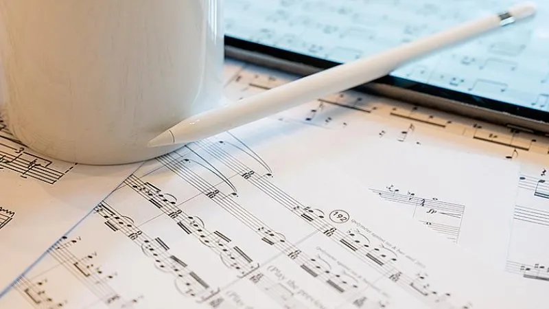 stock image of music sheets 