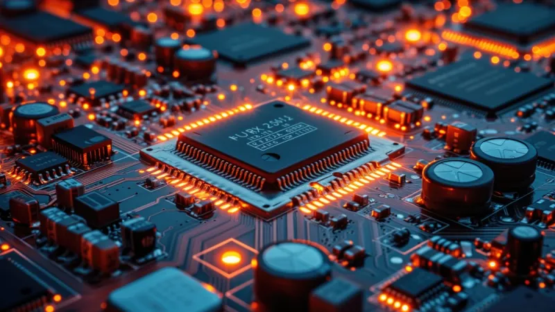 Closeup of a computer microchip