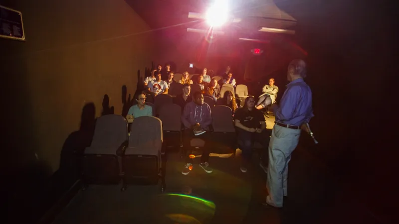 Students listening to Arscott 