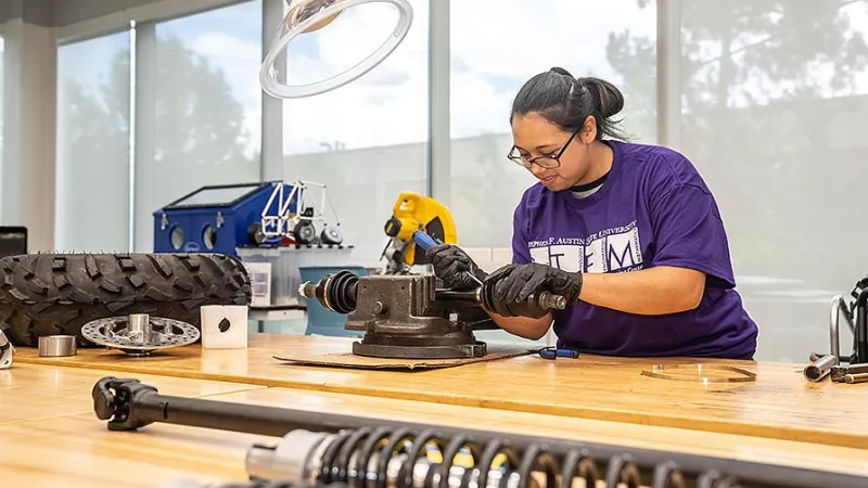 Student working in engineering lab