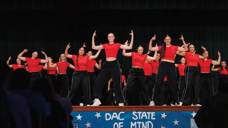 Students performing in the Dancers Against Cancer event