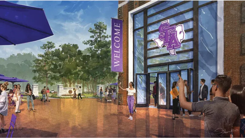 Aerial view rendering of campus master plan
