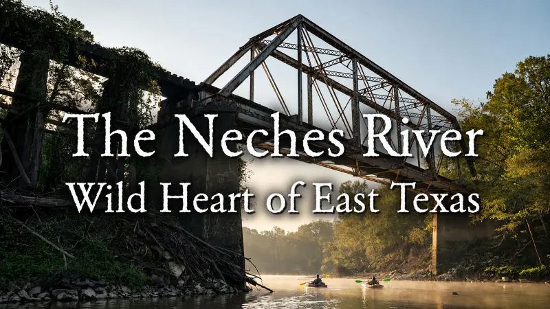 An opening video frame shows two kayakers passing under a bridge at dusk.