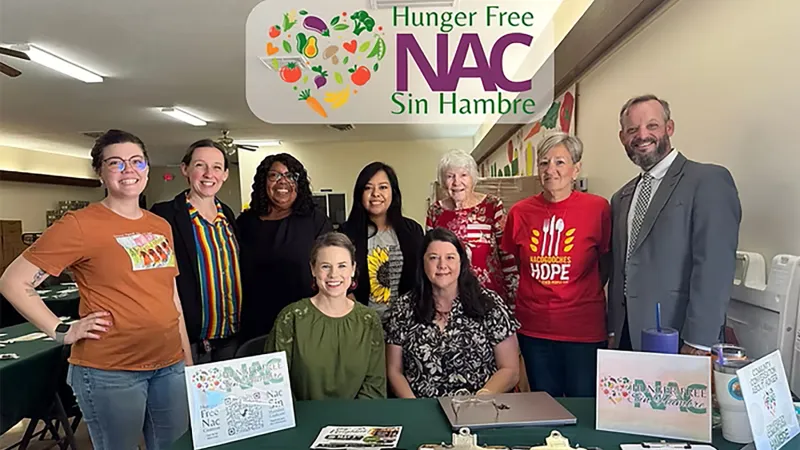 Leadership team members of Hunger Free Nacogdoches Sin Hambre leadership posed for a photo during a community conversation café.