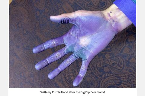 with my purple hand after the Big Dip ceremony