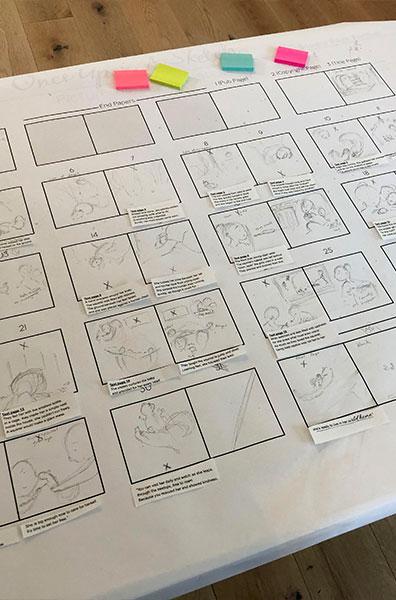 Creating the storyboard was a painstaking process. Photo courtesy of DeAnna Prunés.