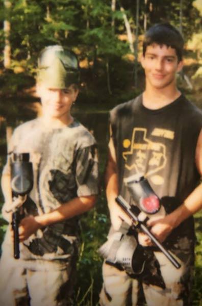 Luke and Tad: paint ball 1998 (photo courtesy of Kari Scott)