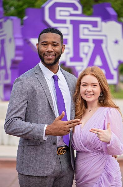 The SFA Division of Student Affairs announced Larrian Menifee of Galveston and Kallie Menard of Arlington were selected as the 2021 Mr. and Miss SFA