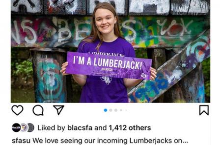 Instagram post welcoming incoming Lumberjacks