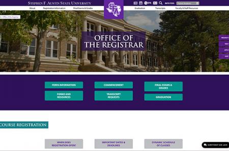 Office of the Registrar website - www.sfasu.edu/registrar