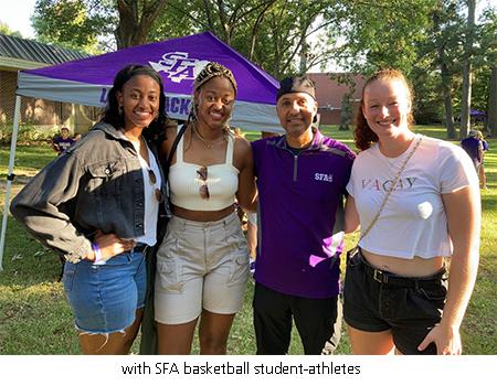 with SFA basketball student-athletes