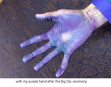 with my purple hand after the Big Dip ceremony