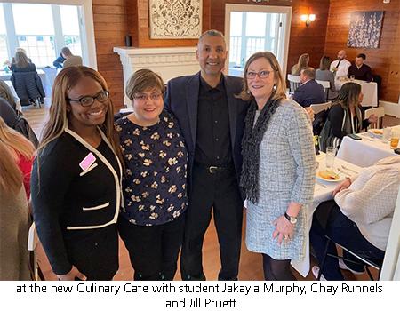 at the new Culinary Cafe with student Jakayla Murphy, Chay Runnels and Jill Pruett