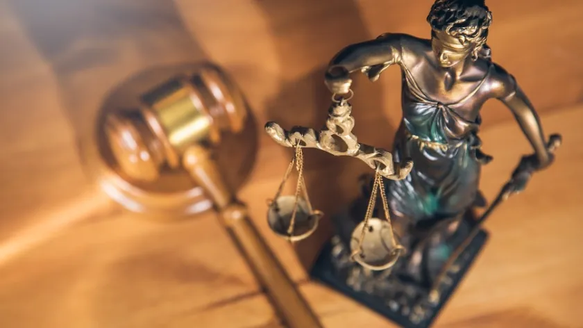 Law and justice concept, judge gavel with justice lady