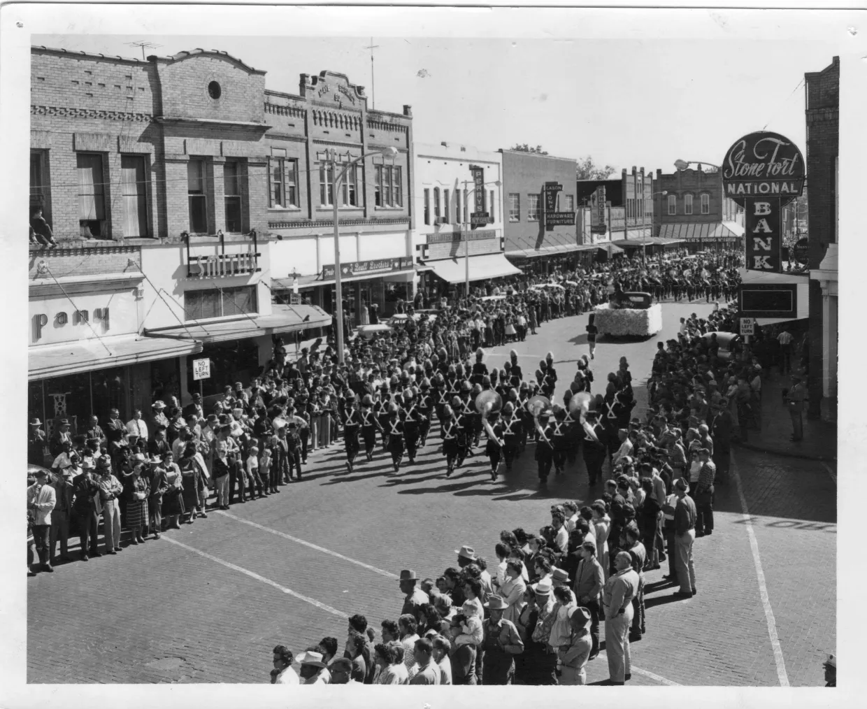 Lumberjack Marching Band in downtown Nacogdoches