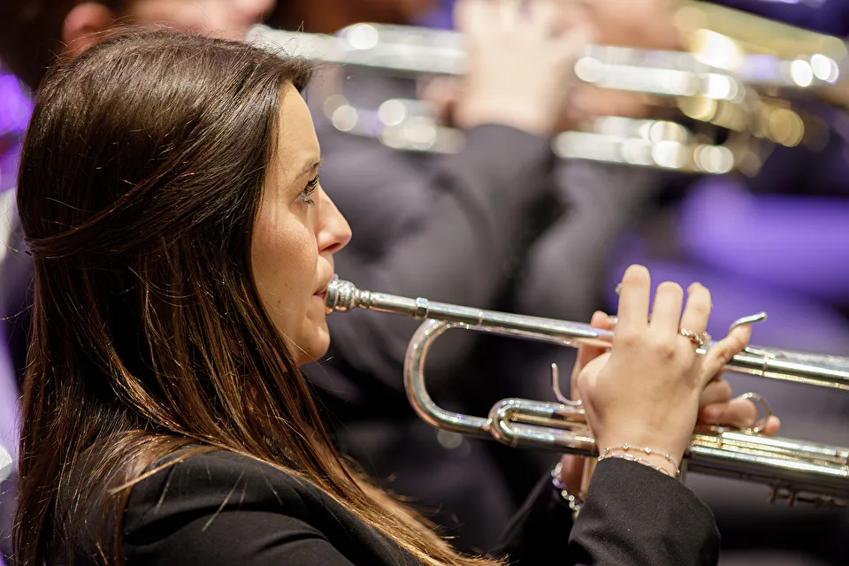 Student playing trumpet