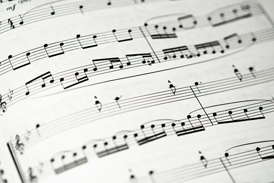 Close up of a page of sheet music