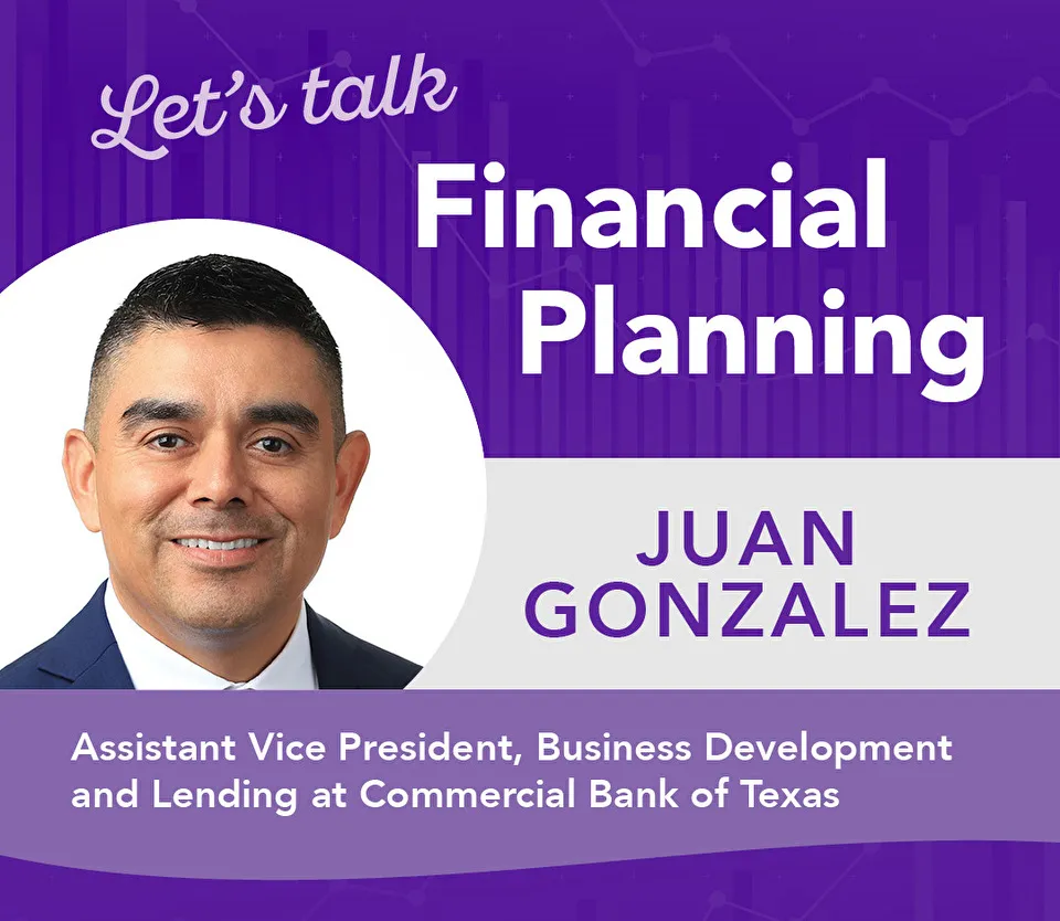 Graphic promoting financial planning presentation with Juan Gonzalez Graphic promoting financial planning presentation with Juan Gonzalez