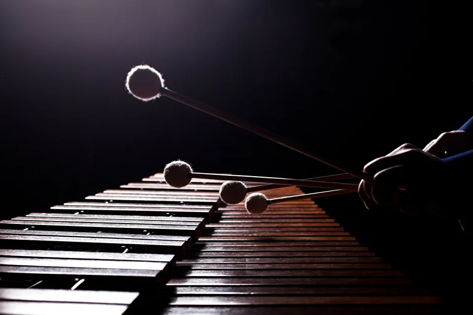 Hands playing marimba