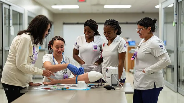 Students practicing phlebotomy