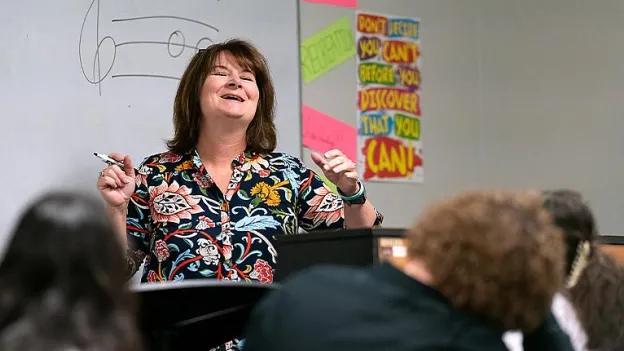 Music instructor teaching