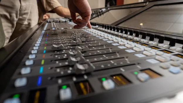 Closeup of sound recording technology equipment
