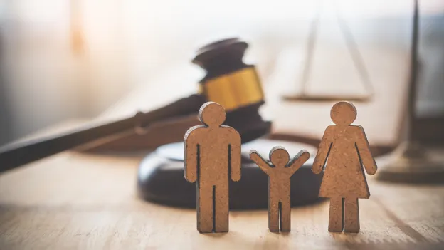 family-figure-gavel-on-table-law