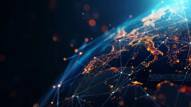 dynamic digital world map emphasize Western Europe continental