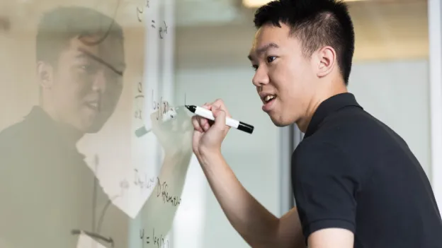 young university student doing math question
