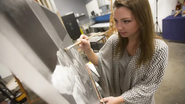 Student painting grayscale