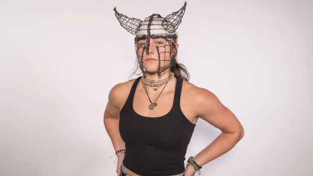 Student showing their 3D design work