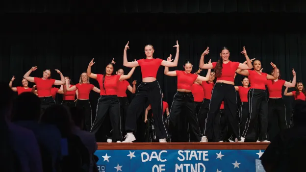 Students performing in the Dancers Against Cancer event