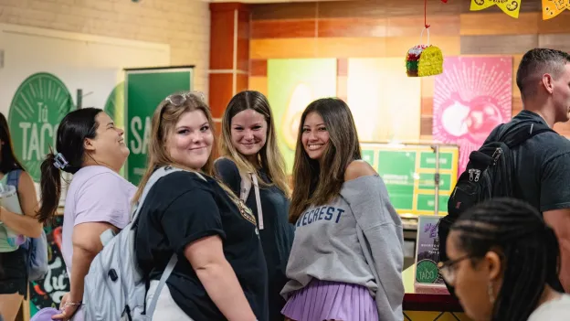 Students waiting in line for lunch at Tu Taco