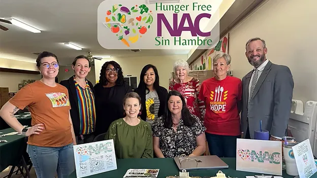 Leadership team members of Hunger Free Nacogdoches Sin Hambre leadership posed for a photo during a community conversation café.
