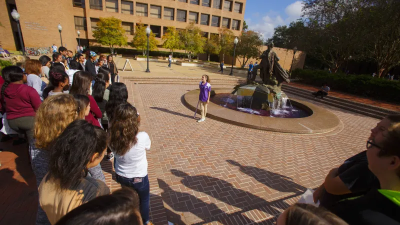 Group of students listening to Jack Walker