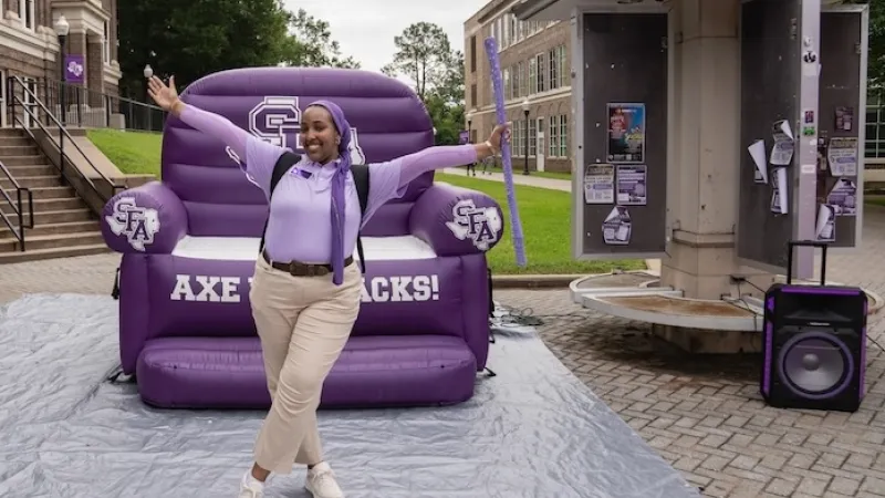 Student excited for Orientation