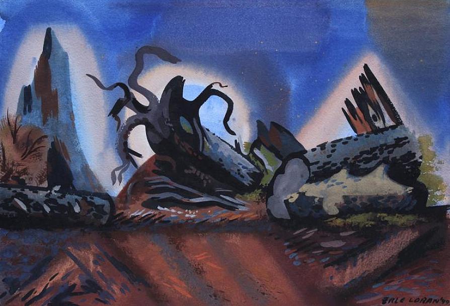“Roots and Stumps,” a piece by California abstract expressionist artist Erle Loran