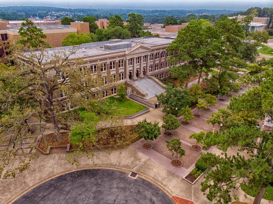 aerial view of the Rusk building