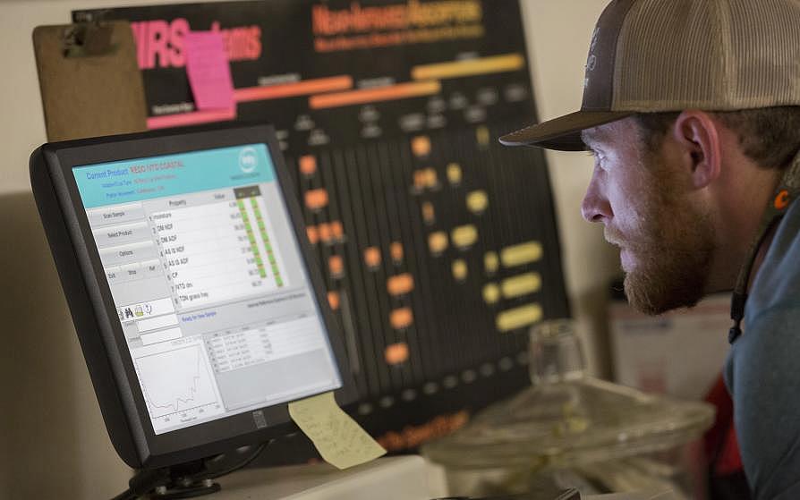 Student analyzing data on a computer