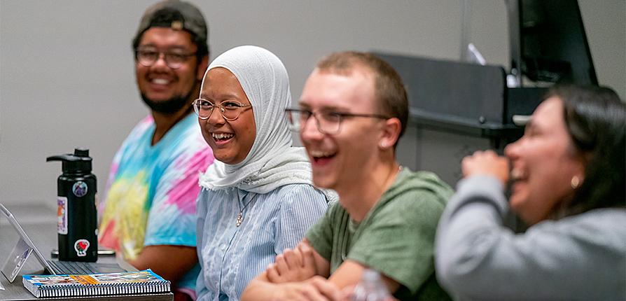 bachelor of music in music education students in classroom laughing